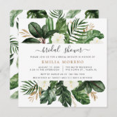 Invitation Tropical Moderne Palm Cactus Blanc Floral Bridal (Devant / Derrière)