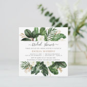 Invitation Tropical Moderne Palm Cactus Blanc Floral Bridal (Debout devant)