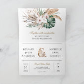 Invitation Tropical Monstera Boho Pampas QR Code Wedding (Intérieur)