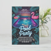 Invitation Tropical Neon Pool Party Birthday (Debout devant)