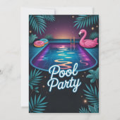 Invitation Tropical Neon Pool Party Birthday (Dos)