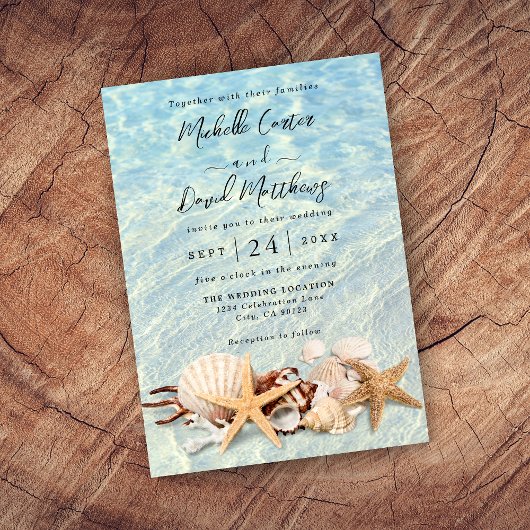 Invitation Tropical Ocean Beach Seashell Mariage