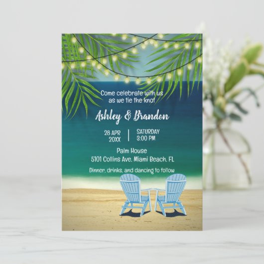 Invitation Tropical Ocean Beach Thème String Mariage (Debout devant)