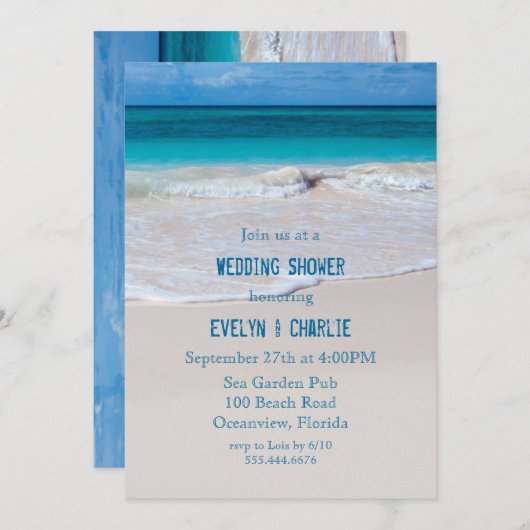 Invitation Tropical Ocean Water Beach Mariage Douche Invitati (Devant / Derrière)