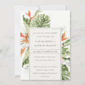 Invitation Tropical Orange Green Botanical Couples Douche (Devant)