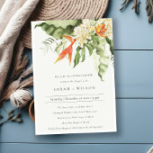 Invitation Tropical Orange Green Botanical Couples Douche