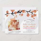 Invitation Tropical Orange Hibiscus Grey Swirls Enregistrer L (Dos)