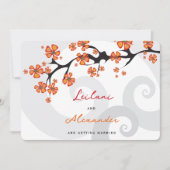 Invitation Tropical Orange Hibiscus Tourbillons Gris Faire Pa (Devant)