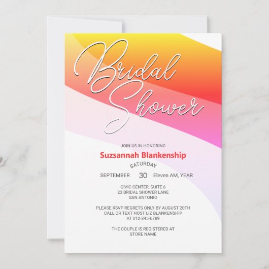 Invitation Tropical Orange Rose ombragé Flux horizontaux (Devant)