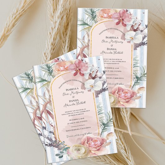 Invitation Tropical Orchid Arch Floral Destination Wedding