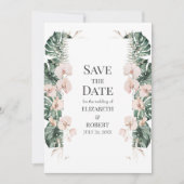 Invitation Tropical Orchidée et Monstera Save the Date (Devant)