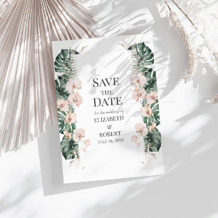 Invitation Tropical Orchidée et Monstera Save the Date