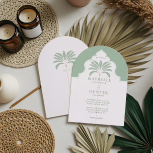 Invitation Tropical Orné Décoratif Bohème Palmier Monogramme
