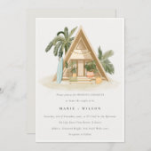 Invitation Tropical Palm Beach Shack Mariage QR Code RSVP (Devant / Derrière)