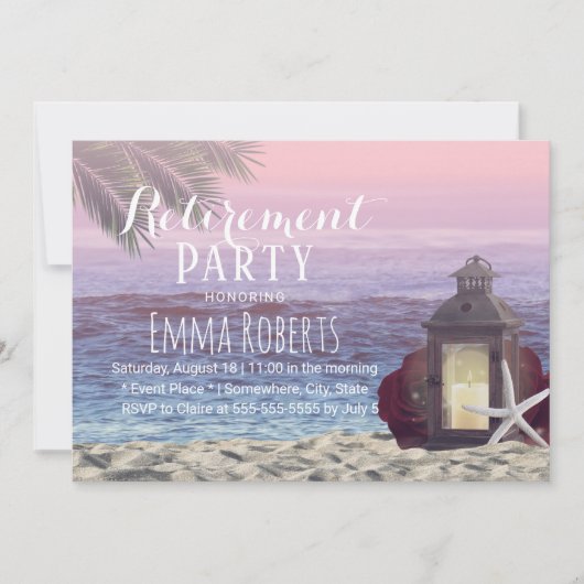 Invitation Tropical Palm Beach Starfish Lantern Retraite (Devant)