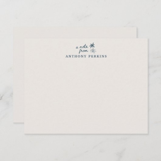 Invitation Tropical Palm Coastal Beach Personalized Note Card (Devant / Derrière)