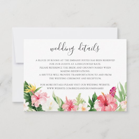 Invitation Tropical Palm Feuille Détails du Mariage Insérer u (Devant)