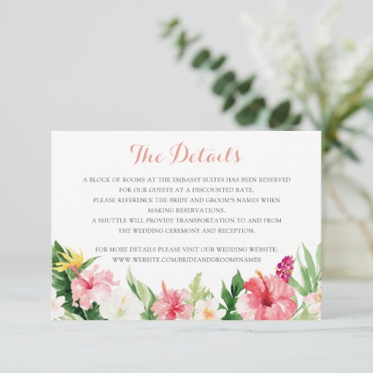 Invitation Tropical Palm Feuille Détails du Mariage Insérer u (Debout devant)