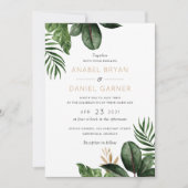 Invitation Tropical Palm Feuille Mariage moderne (Devant)