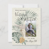 Invitation Tropical Palm Feuille mariage Photo Enregistrer la (Devant)