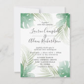 Invitation Tropical Palm Feuille Verdure Mariage aquarelle (Devant)