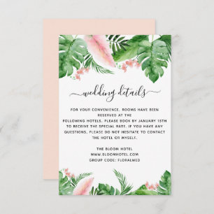 Invitation Tropical Palm Floral Aquarelle Détails du Mariage