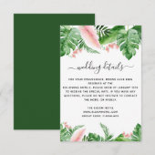 Invitation Tropical Palm Floral Aquarelle Détails du Mariage (Devant / Derrière)