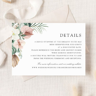 Invitation Tropical Palm Greenery Floral Blush Mariage détail