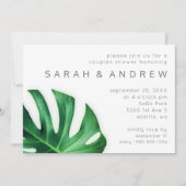 Invitation Tropical Palm Leaf Minimaliste Couples Douche (Devant)