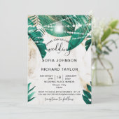 Invitation Tropical Palm Leaves Light Jar marbre doré  (Debout devant)