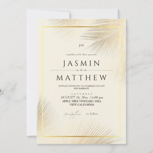 Invitation Tropical Palm Modern Wedding (Devant)