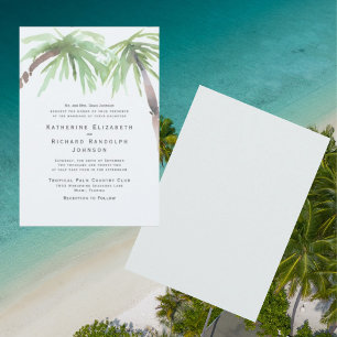 Invitation Tropical Palm One Venue Seafoam Mariage