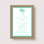 Invitation Tropical Palm Tree Burlap Beach Engagement Party