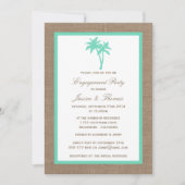 Invitation Tropical Palm Tree Burlap Beach Engagement Party (Devant)