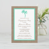 Invitation Tropical Palm Tree Burlap Beach Engagement Party (Debout devant)