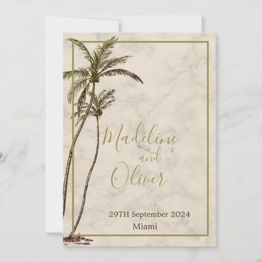 Invitation Tropical Palm Tree élégant Mariage rustique modern (Devant)