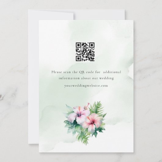 Invitation Tropical palm tree Photo QR Code Enregistrer la da (Dos)