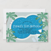 Invitation Tropical Palm Tree Pool Party Adulte Anniversaire (Devant)