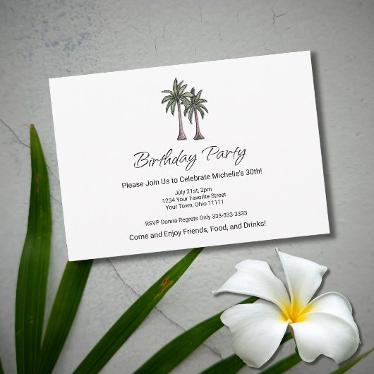 Invitation Tropical Palm Trees Beach 30th Birthday Party