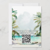 Invitation Tropical Palm Trees Beach Scene QR Code Wedding (Dos)