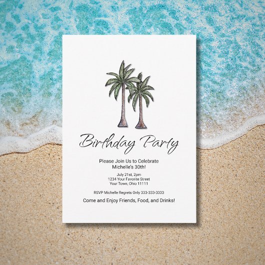 Invitation Tropical Palm Trees Elegant 30th Birthday Party