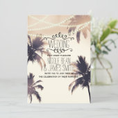 Invitation Tropical Palm Trees & Lights Cream Dream Mariage (Debout devant)