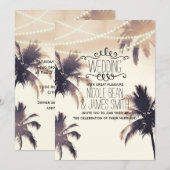 Invitation Tropical Palm Trees & Lights Cream Dream Mariage (Devant / Derrière)