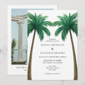 Invitation Tropical Palm Trees Minimal Photo Beach Wedding (Devant / Derrière)