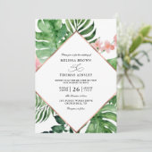Invitation Tropical Palm Watercolor Budget QR Code Wedding (Debout devant)