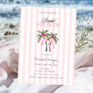 Invitation Tropical Palms Arc En Ruban Rose Baby Shower