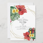 Invitation Tropical Paradise Oiseaux Floral Réception de Mari (Devant)