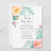 Invitation Tropical Pastel Floral Drive Par Douche (Devant)