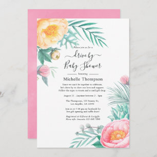 Invitation Tropical Pastel Floral Drive Par Douche