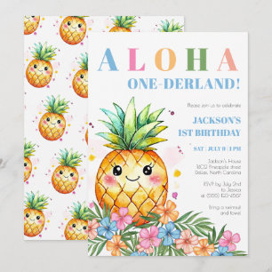 Invitation Tropical Pineapple Aloha Onederland 1er Anniversai
